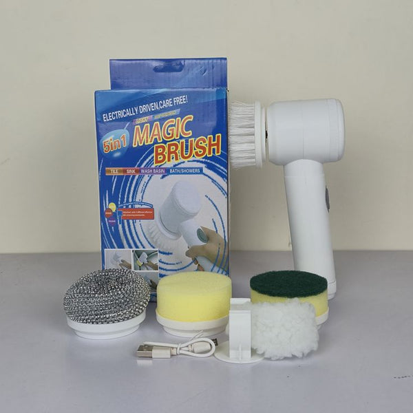 5-in-1 Electric Cleaning Brush – White | Multi-Purpose Household Cleaner