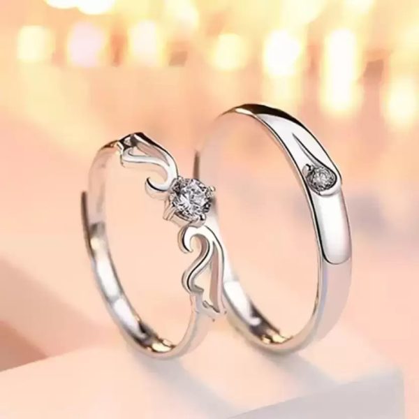 1-pair-of-couple-ring-for-engagement-and-friendship-gift-stainless-steel-ring - 1