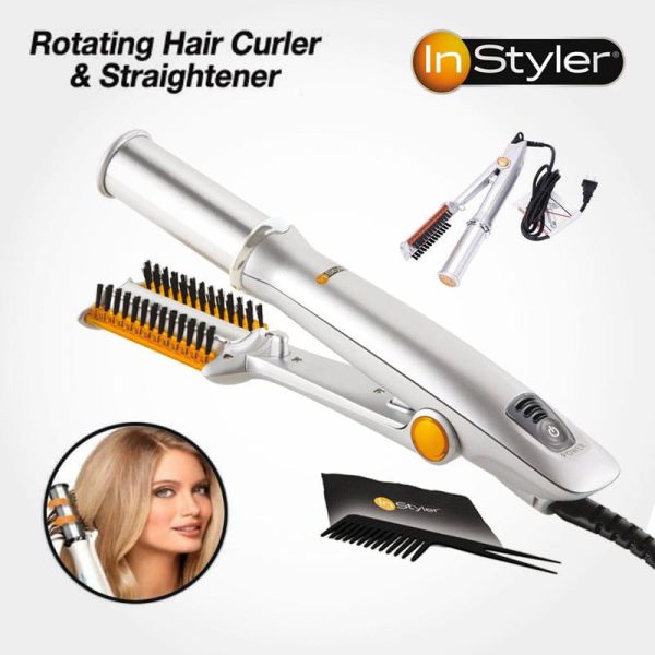 professional-hair-straightening-iron-curling-iron-straightener-curler-styler-3-in-1-multi-hair-styling-tool-flat-iron-with-brush-2 - 1