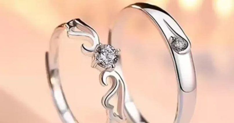 1-pair-of-couple-ring-for-engagement-and-friendship-gift-stainless-steel-ring - 1